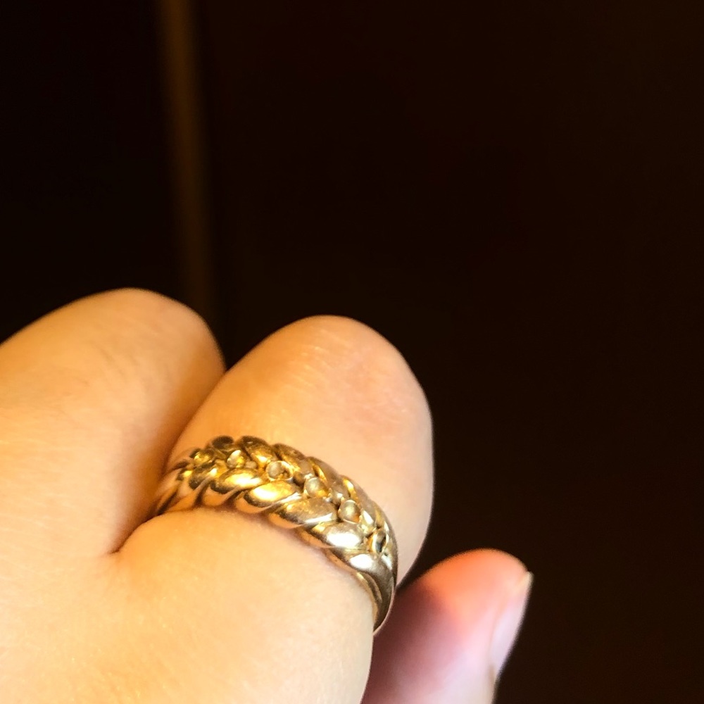 Heavy Solid 18k Braided Gold Ring - image 2